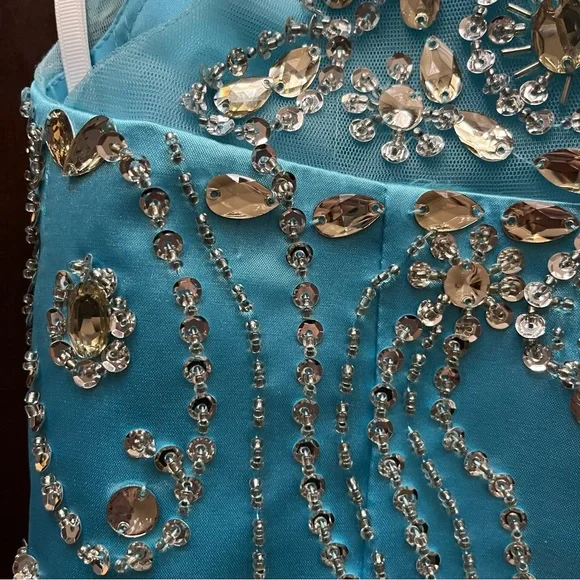 Tideclothes Light Blue Formal Maxi Bridesmaid Ball Gown Prom Dress, Size 2 - Picture 7 of 10